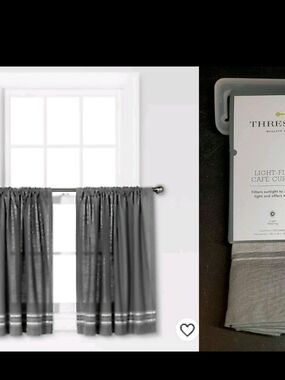 Threshold Gray Light-Filtering Cafe Curtains -